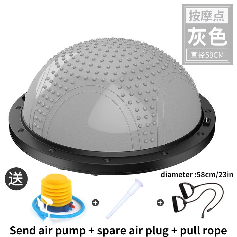 كرة بيلاتيس داخلية جديدة بتصميم موجة سرعة تدريب نصف الكرة المتوازنة وكرة تدليك اليوجا مع قاعدة