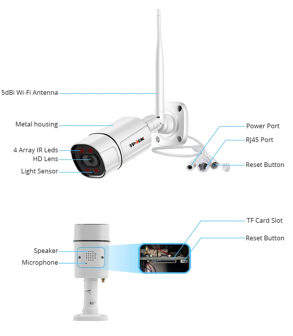 5MP IP Camera Outdoor WiFi Camera Wireless Surveillance 1080P Video Home Security Wi Fi Camara Two-Way Audio CamHi CamHipro Cam
