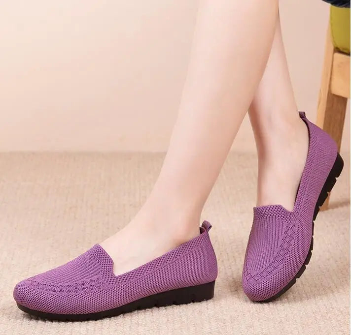 Casual Shoes Women's Summer Mesh Breathable Flat Shoes Ladies Comfort Light Sneaker Socks Women Slip on Loafers Zapatillas Muje
