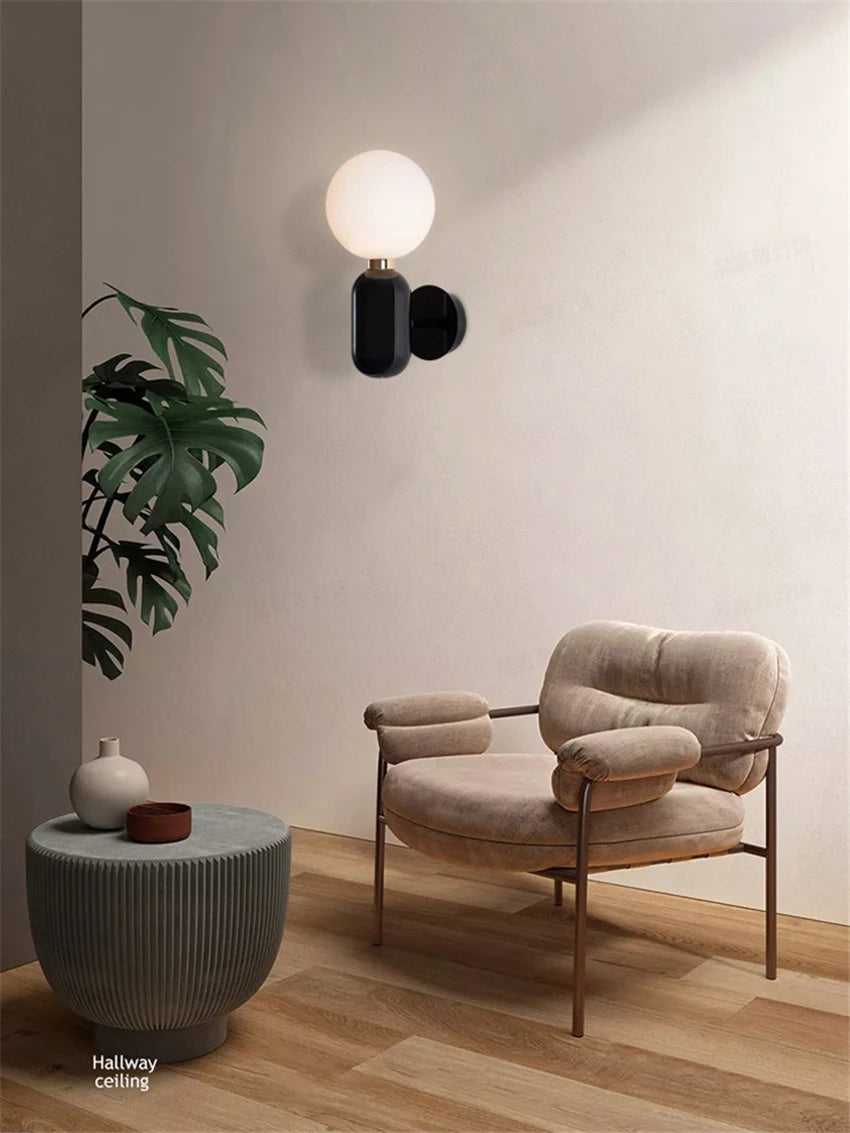 Bedroom Bedside Big Ball Glass Wall Lamps Study LED Sconces Wall Lighs Modern Aisle Corridor Balcony Nordic Living Room Fixtures