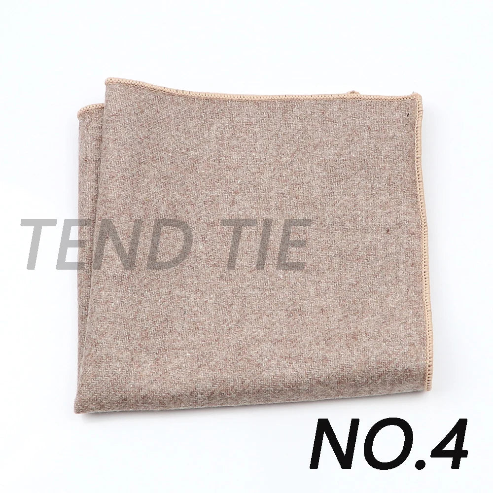 Fashion Mens  Wool Formal Clothing Pocket Square Man Wedding Solid Color Striped Handkerchief Dark Color