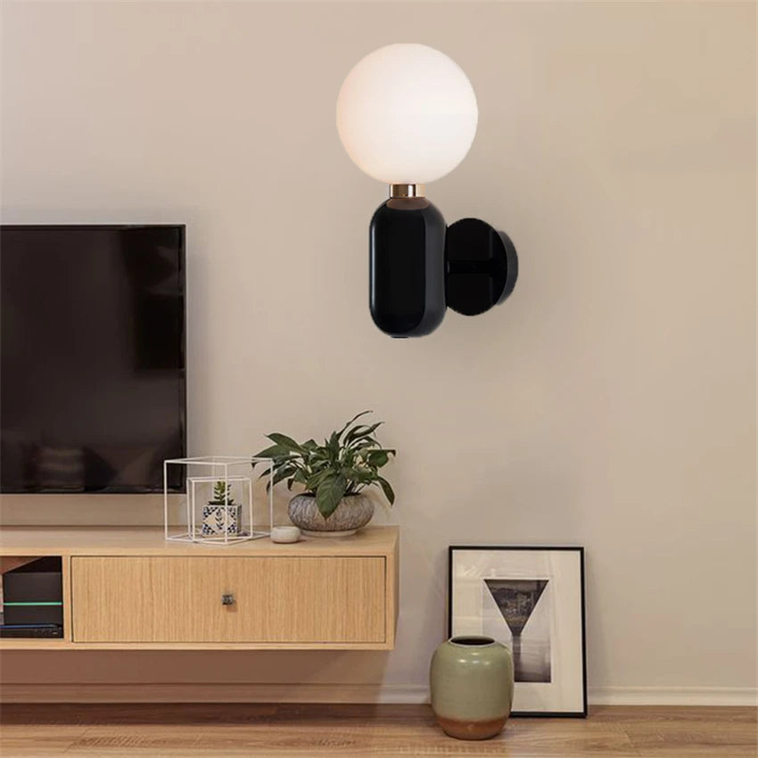 Bedroom Bedside Big Ball Glass Wall Lamps Study LED Sconces Wall Lighs Modern Aisle Corridor Balcony Nordic Living Room Fixtures