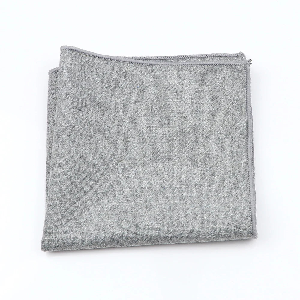 Fashion Mens  Wool Formal Clothing Pocket Square Man Wedding Solid Color Striped Handkerchief Dark Color