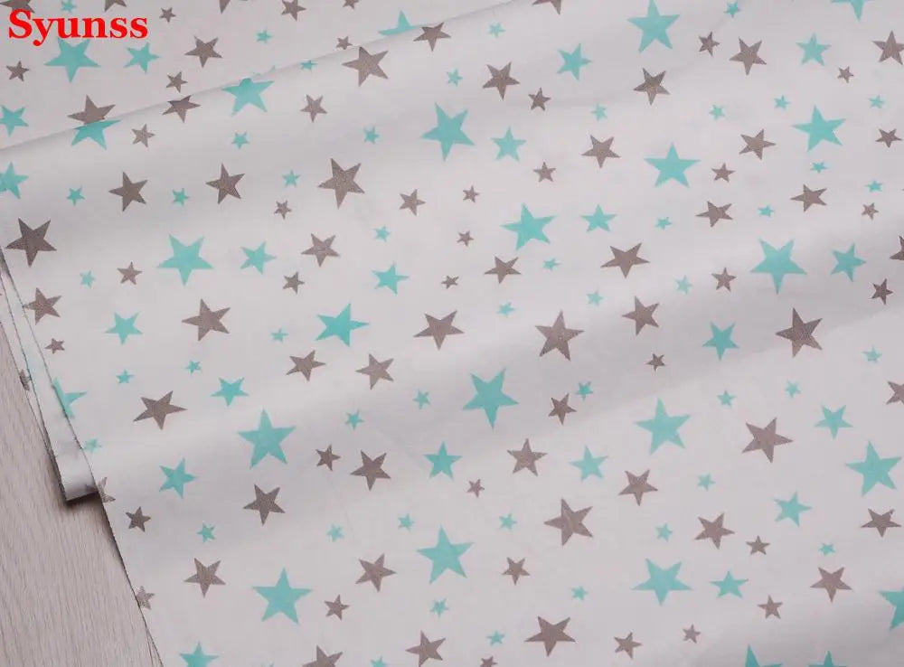 Twill Cotton Fabric with Stars and Wave Print, DIY Sewing, Patchwork Quilting, Fat Quarters Tecido Cloth, Tilda, Sheet Textiles