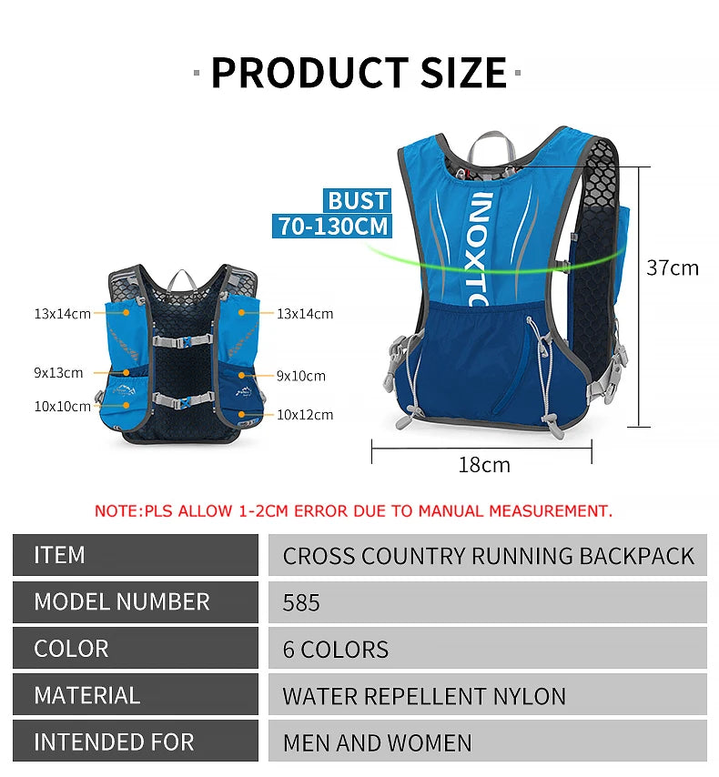 Men's and Women's Outdoor Sports Backpack Marathon Moisturizing Vest, suitable for sharing, cycling, hiking and water sports