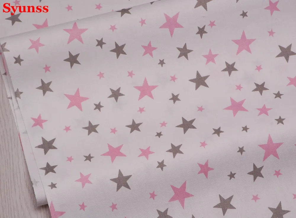 Twill Cotton Fabric with Stars and Wave Print, DIY Sewing, Patchwork Quilting, Fat Quarters Tecido Cloth, Tilda, Sheet Textiles