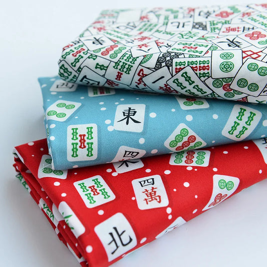 Plain Fabric for Handmade DIY, Table Cloth, Back Cushion, Bag Doll, Mahjong Print, 100% Cotton T1480