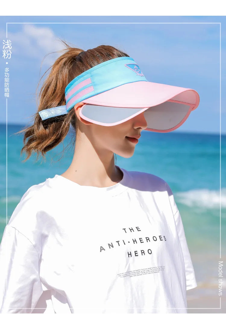 New Sports Female Summer Outdoor Sun Hat Stretchable Empty Top Sun Visor Hats UV Hat Large Brim Sun hat