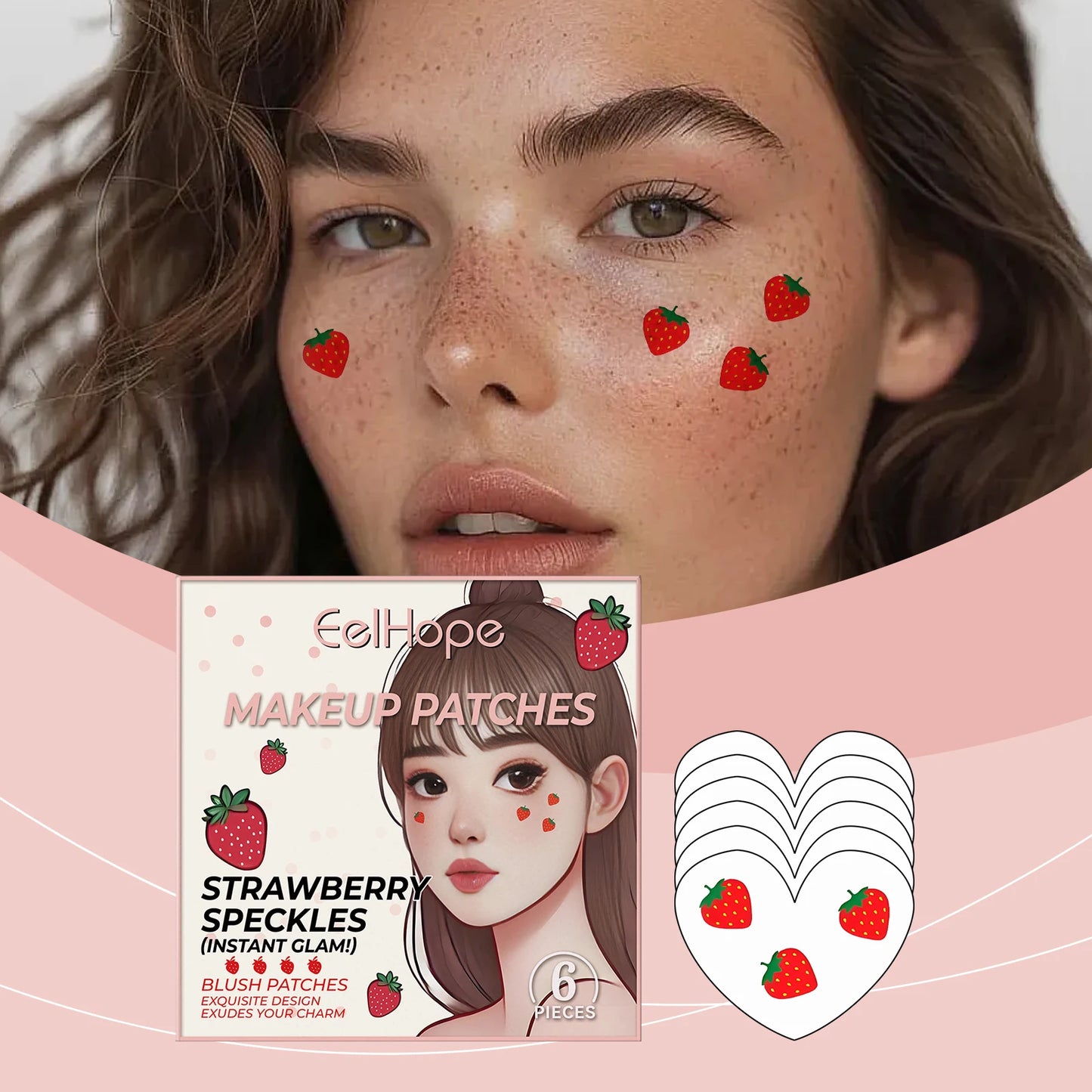 Eelhope Strawberry Face Embellishment Patch Eye Makeup Pie Patch with Strawberry Sticker Face Makeup Products