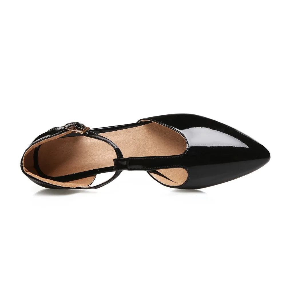 Women's High Heels Pumps D'Orsay Shoes Large Size 48 Sweet Point Toe Summer Sandals T-straps Red Pink Gold Heeled Wedding Shoes