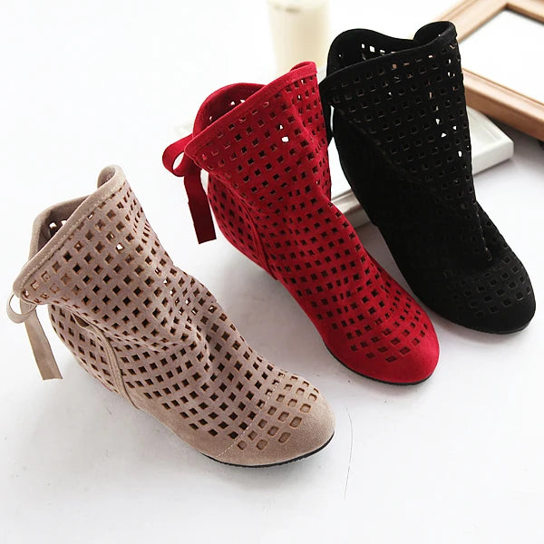 Hollow Summer Boots Bootie 2025 with The New Shoes Lace Openwork Crochet Boots Plus Size 34-43 Hollow Fashion Women Boots 43