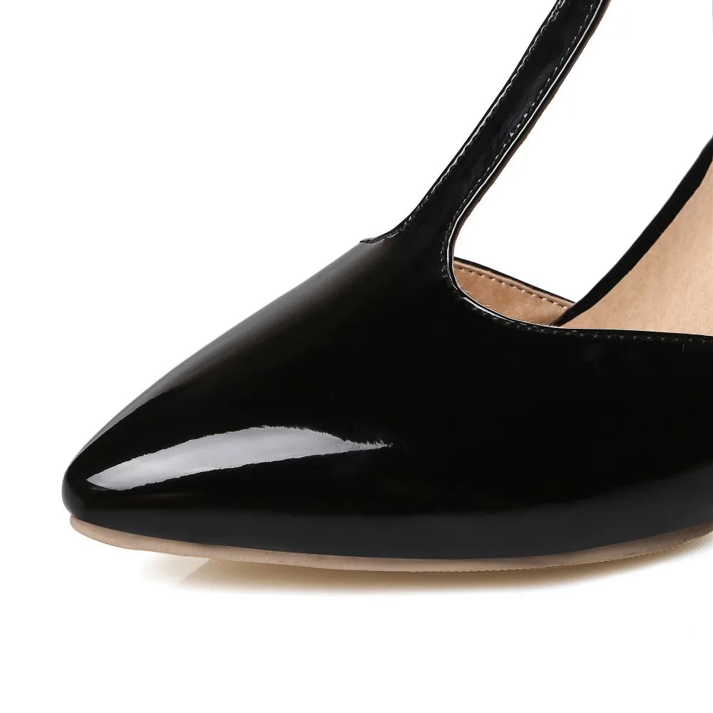 Women's High Heels Pumps D'Orsay Shoes Large Size 48 Sweet Point Toe Summer Sandals T-straps Red Pink Gold Heeled Wedding Shoes