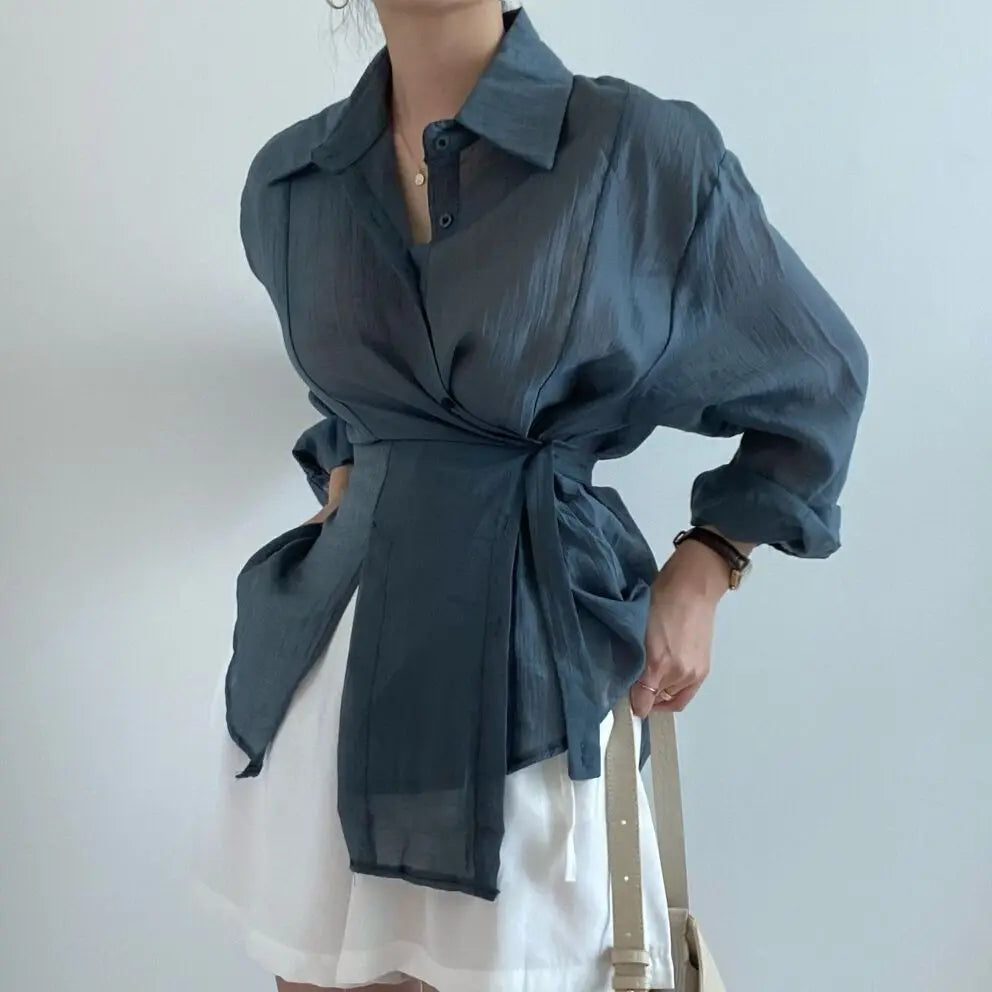 2025 Fashion Elegant Office Lady Long Sleeve Women Shirts Casual Loose Sunscreen Blouses Autumn New Vintage Tops SwiftNest