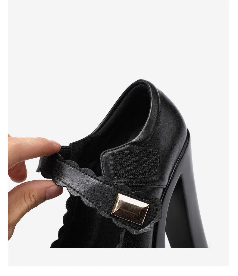 15cm Small Size 32-43 Extremem Block High Heels Shoes 2025 Fall Shallow Thick Chunky Platform Shoes Women Pumps Sexy Model Party