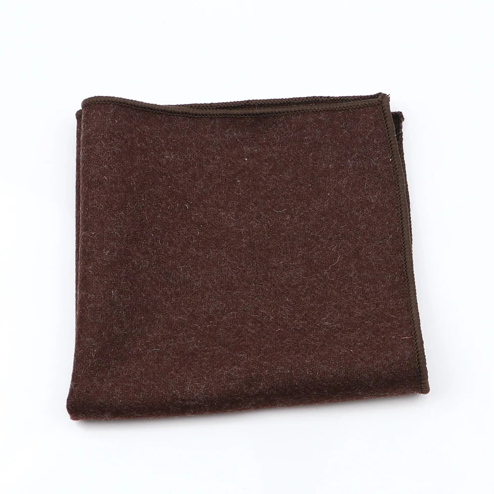 Fashion Mens  Wool Formal Clothing Pocket Square Man Wedding Solid Color Striped Handkerchief Dark Color