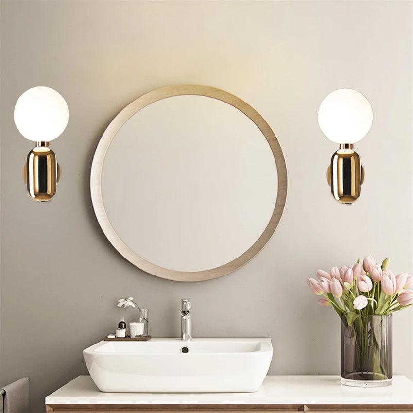 Bedroom Bedside Big Ball Glass Wall Lamps Study LED Sconces Wall Lighs Modern Aisle Corridor Balcony Nordic Living Room Fixtures
