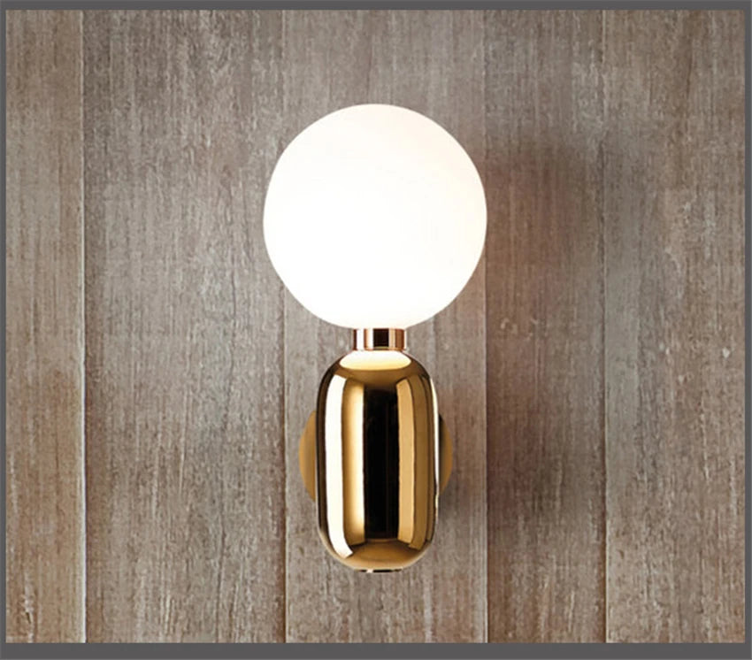 Bedroom Bedside Big Ball Glass Wall Lamps Study LED Sconces Wall Lighs Modern Aisle Corridor Balcony Nordic Living Room Fixtures