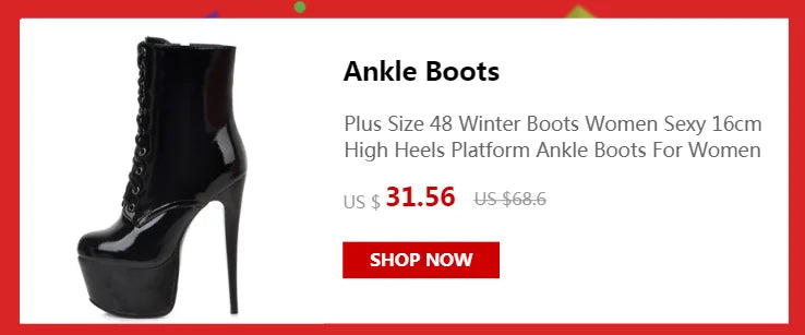 Fashion Ankle Boots Women Platform High Heels Short Boot Lace-up Black White Yellow Party Winter Shoes Lady Large Size 50 45