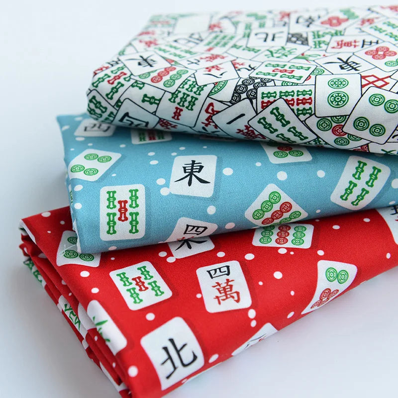 Plain Fabric for Handmade DIY, Table Cloth, Back Cushion, Bag Doll, Mahjong Print, 100% Cotton T1480