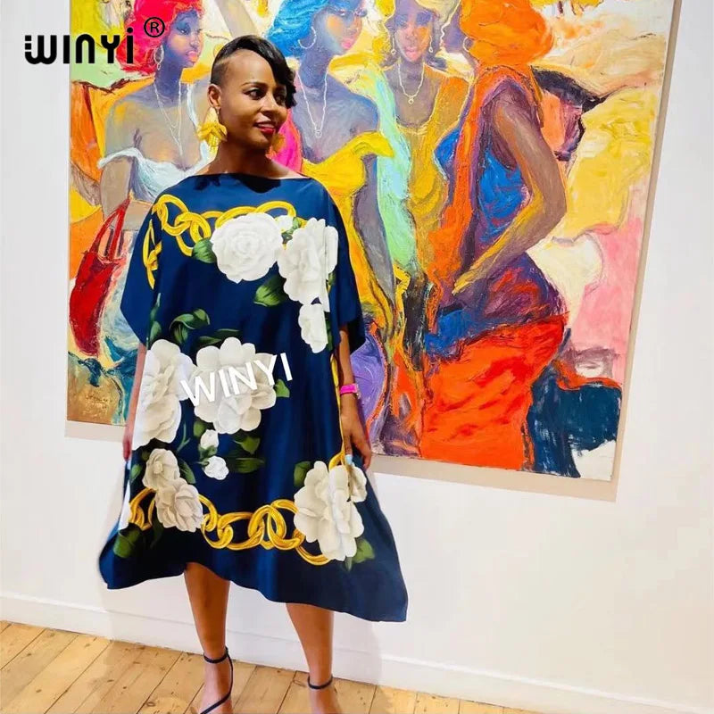 فساتين مطبوعة للنساء 2021 تصميم أزياء فستان فضفاض باتوينغ ماكسي طويل فيم فيستدوس صيف خريف حفلة فستان أنيق