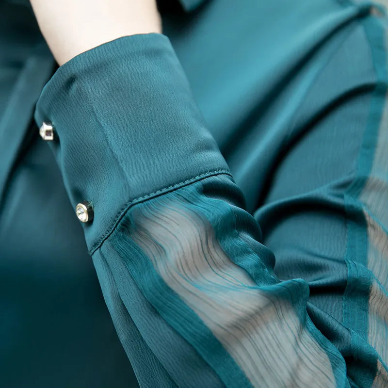 Fashion Women Shirt New Spring Autumn Temperament Long Sleeve Formal Slim Satin Blouses Office Ladies Work Tops SwiftNest