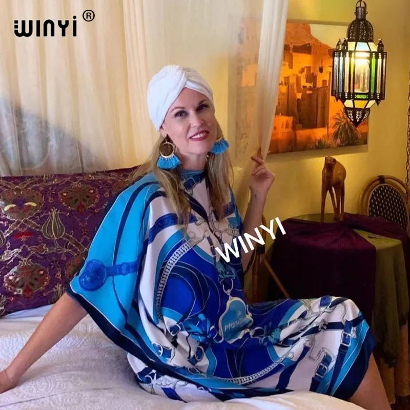 فساتين مطبوعة للنساء 2021 تصميم أزياء فستان فضفاض باتوينغ ماكسي طويل فيم فيستدوس صيف خريف حفلة فستان أنيق