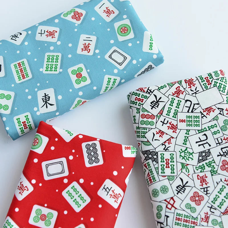 Plain Fabric for Handmade DIY, Table Cloth, Back Cushion, Bag Doll, Mahjong Print, 100% Cotton T1480