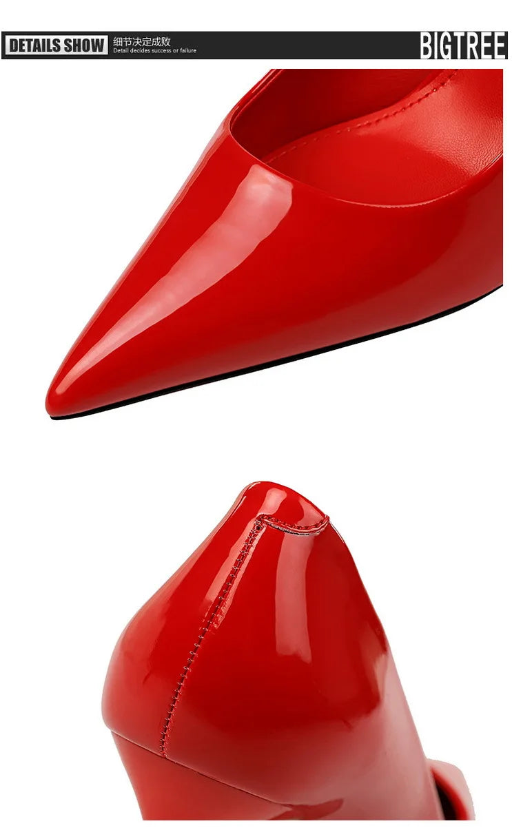 BIGTREE Shoes Fashion Woman Pumps Patent Leather High Heels Stiletto Heels Occupation OL Office Shoes Sexy Heels Plus Size 43