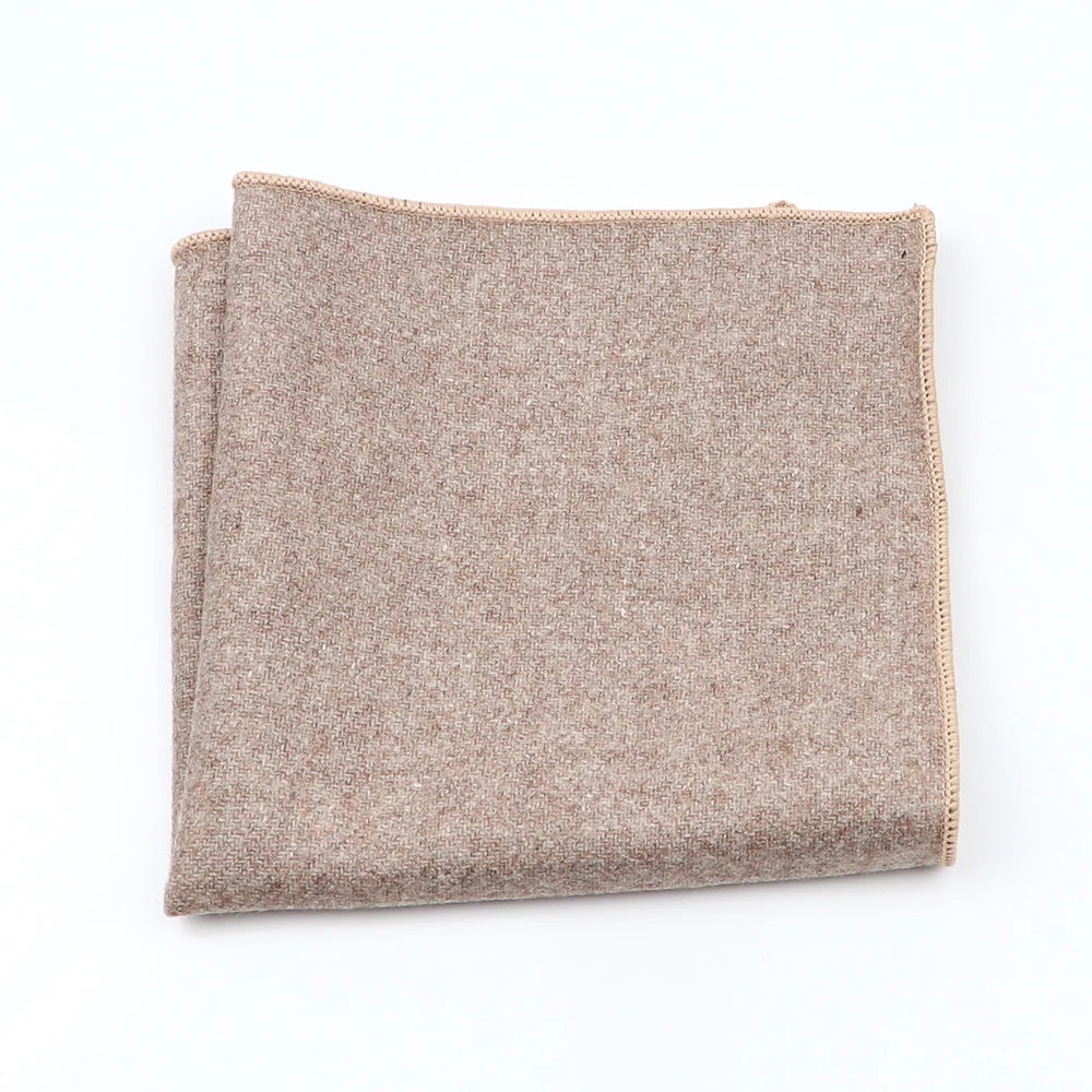 Fashion Mens  Wool Formal Clothing Pocket Square Man Wedding Solid Color Striped Handkerchief Dark Color