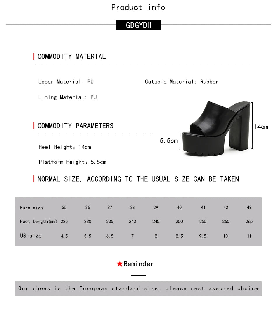 Gdgydh Square Heel Platform Mules Women Outdoor Slippers Peep Toe Slip On Sandals Shoes Slingbacks Black White Great Quality