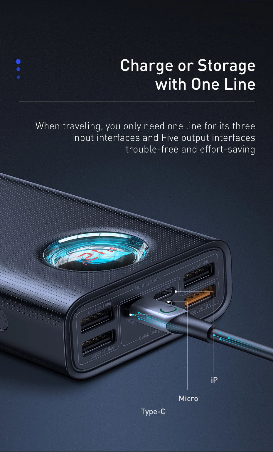 Baseus 65W Power Bank 30000mAh PD Quick Charge FCP SCP Powerbank Portable External Charger For Smartphone Laptop iPhone Tablet