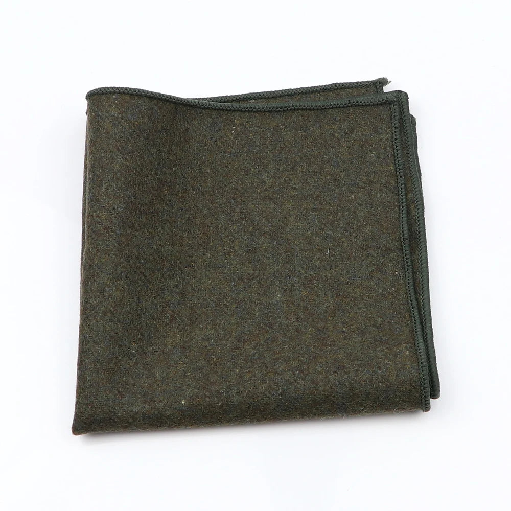 Fashion Mens  Wool Formal Clothing Pocket Square Man Wedding Solid Color Striped Handkerchief Dark Color