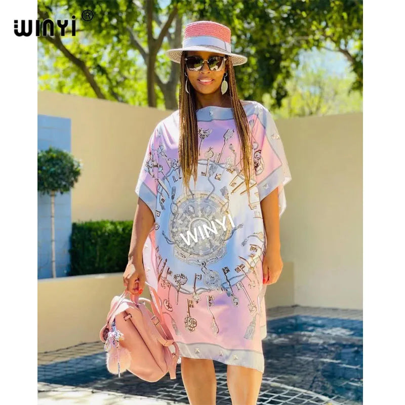 فساتين مطبوعة للنساء 2021 تصميم أزياء فستان فضفاض باتوينغ ماكسي طويل فيم فيستدوس صيف خريف حفلة فستان أنيق