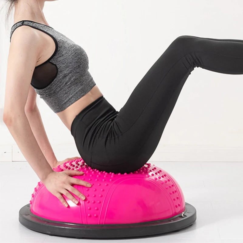 كرة بيلاتيس داخلية جديدة بتصميم موجة سرعة تدريب نصف الكرة المتوازنة وكرة تدليك اليوجا مع قاعدة