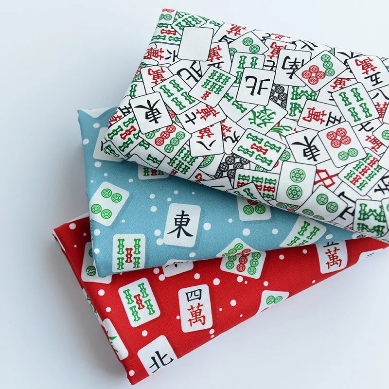 Plain Fabric for Handmade DIY, Table Cloth, Back Cushion, Bag Doll, Mahjong Print, 100% Cotton T1480