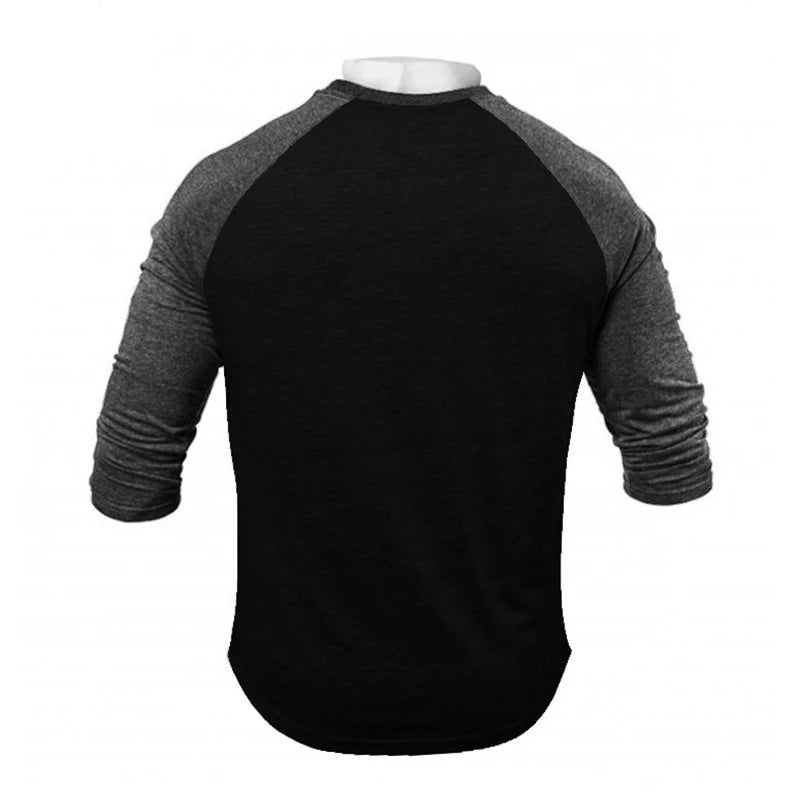 Mens Casual Brand Comfortable Sporting Clothing Print T-Shirt  Autumn Pullover O-Neck Fashion TShirts Slim Fit 3/4 Sleeve TShirt