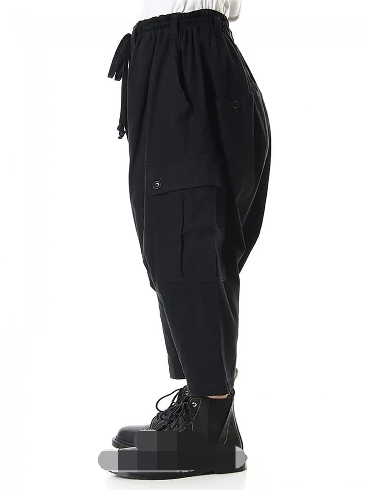 Men's new menswear fashion hair stylist fashion trend casual nine point halen pants low crotch plus size clothing