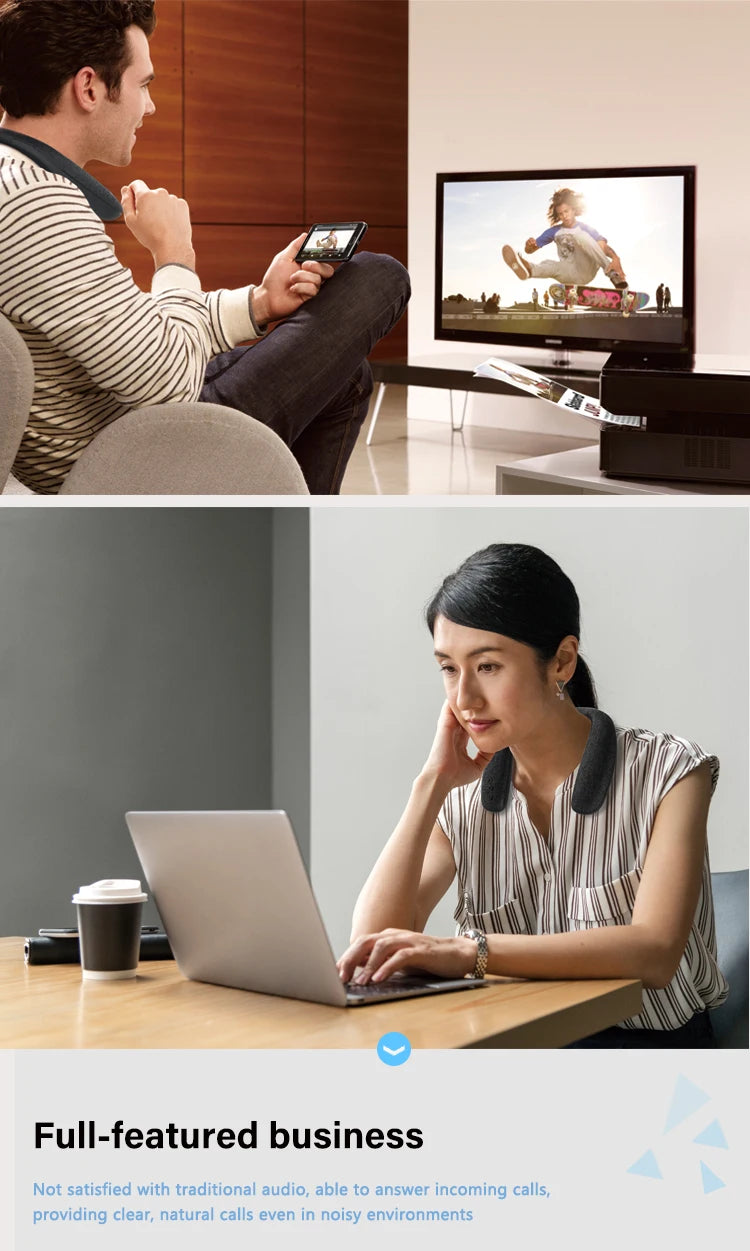 مكبرات صوت بلوتوث، سماعات لاسلكية قابلة للارتداء حول الرقبة، مكبرات صوت لاسلكية للاستخدام الخارجي، صوت ستيريو ثلاثي الأبعاد حقيقي لمدة 10 ساعات مع ميكروفون