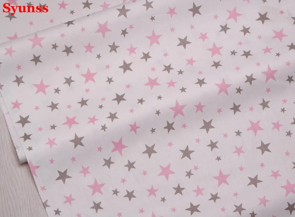 Twill Cotton Fabric with Stars and Wave Print, DIY Sewing, Patchwork Quilting, Fat Quarters Tecido Cloth, Tilda, Sheet Textiles