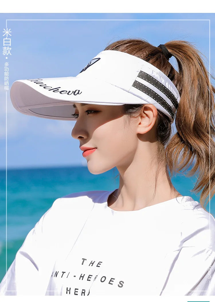 New Sports Female Summer Outdoor Sun Hat Stretchable Empty Top Sun Visor Hats UV Hat Large Brim Sun hat