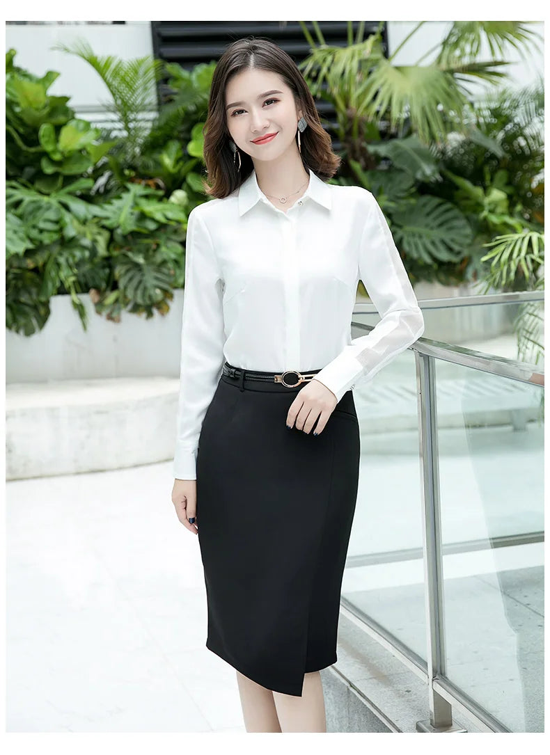 Fashion Women Shirt New Spring Autumn Temperament Long Sleeve Formal Slim Satin Blouses Office Ladies Work Tops SwiftNest