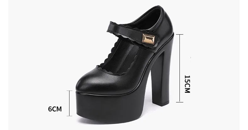 15cm Small Size 32-43 Extremem Block High Heels Shoes 2025 Fall Shallow Thick Chunky Platform Shoes Women Pumps Sexy Model Party