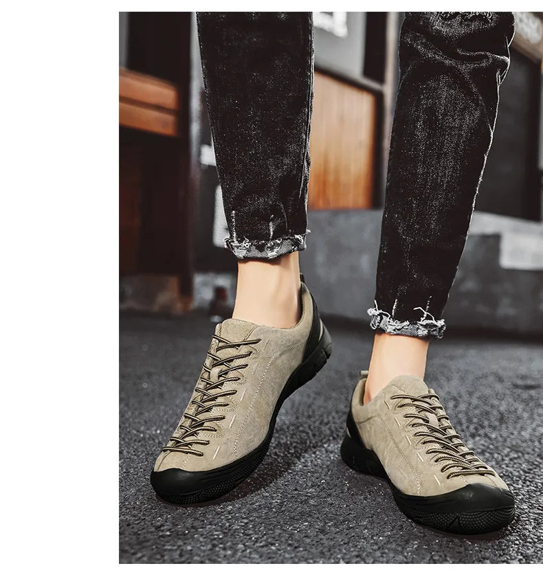 Genuine Leather Men's Shoes Outdoor Non-slip Sneakers Breathable Large Size Casual Shoes Fashion Flats Boat Shoes Men Loafers