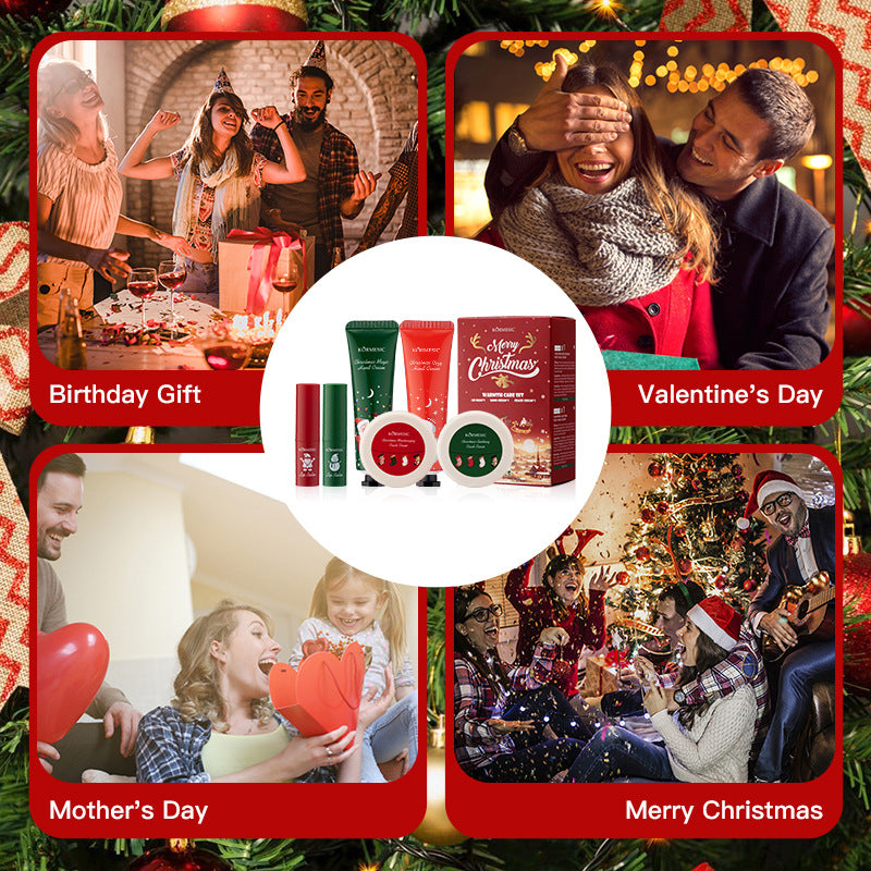 Christmas Gift Set Hydrating Body Care Collection, featuring Hand Cream, Lip Balm, Foot Cream, and Nourishing Moisturizer