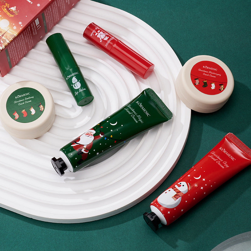 Christmas Gift Set Hydrating Body Care Collection, featuring Hand Cream, Lip Balm, Foot Cream, and Nourishing Moisturizer