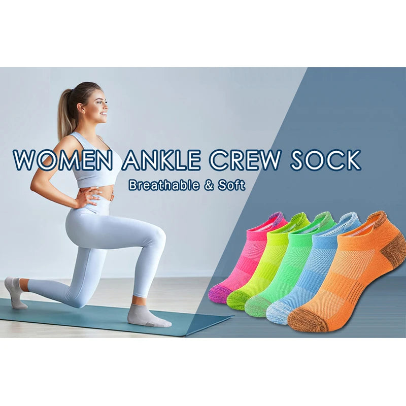 6 pairs of outdoor sports women's socks, comfortable and breathable sports socks, suitable for running, hiking, leisure wear