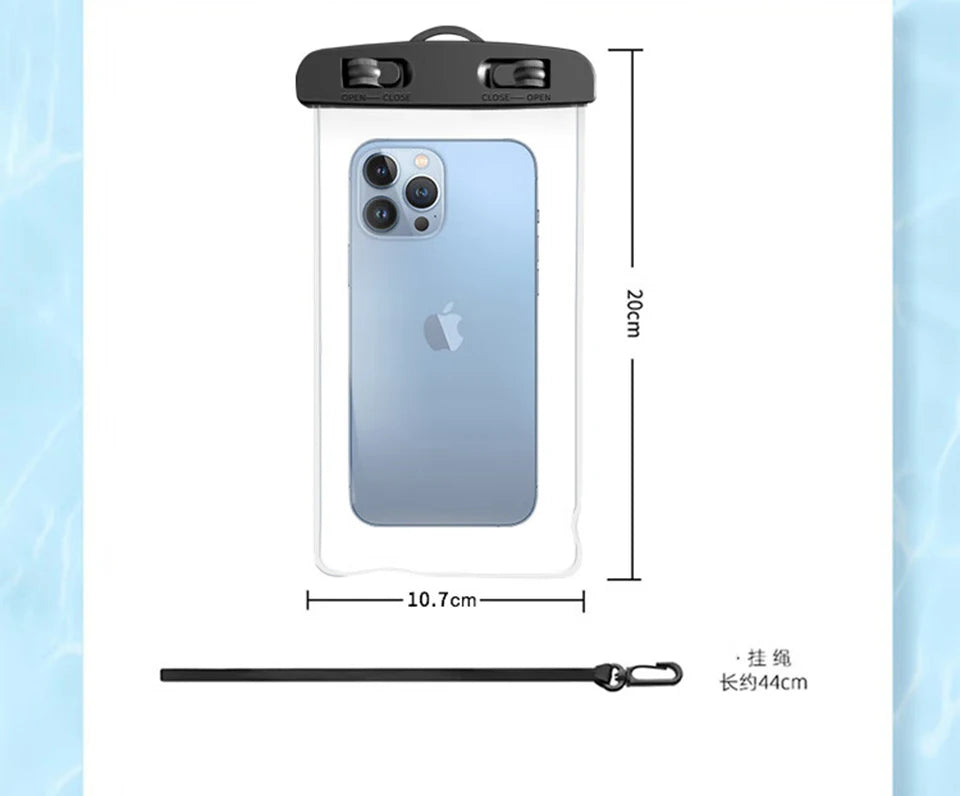 جراب هاتف مقاوم للماء وحقيبة مقاومة للماء للسباحة وحقيبة حماية عالمية للهاتف تحت الماء لهاتف iPhone 11 12 13 14 15 16 Pro