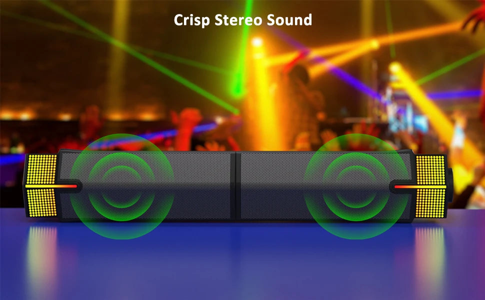 Bluetooth Computer Speakers for PC Desktop Monitor, Gaming PC Sound Bar-Wired USB-Powered,Superb Stereo Sound,with LED Lighting