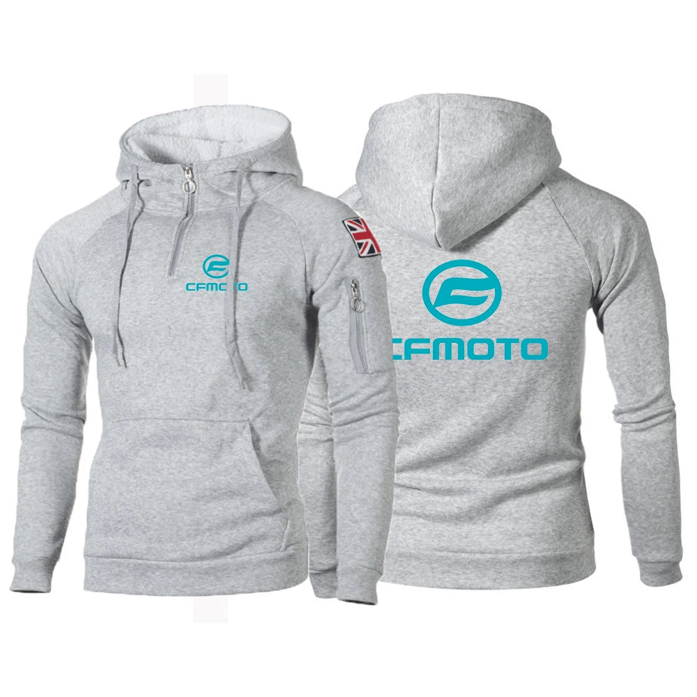 2025 Spring And Autumn Man's Fashion Comfortable Hooded Jacket Cfmoto Logo Print Classic Cardigan Hoodies Drawstring Slim Coat