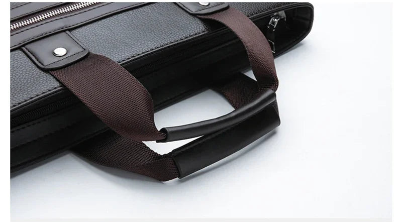 حقيبة عمل جديدة من جلد البولي يوريثان للرجال، حقيبة يد تنفيذية مصممة للمستندات بحجم A4، حقيبة كمبيوتر محمول مقاس 14 بوصة، حقيبة كتف للأعمال، حقيبة حمل للزوج